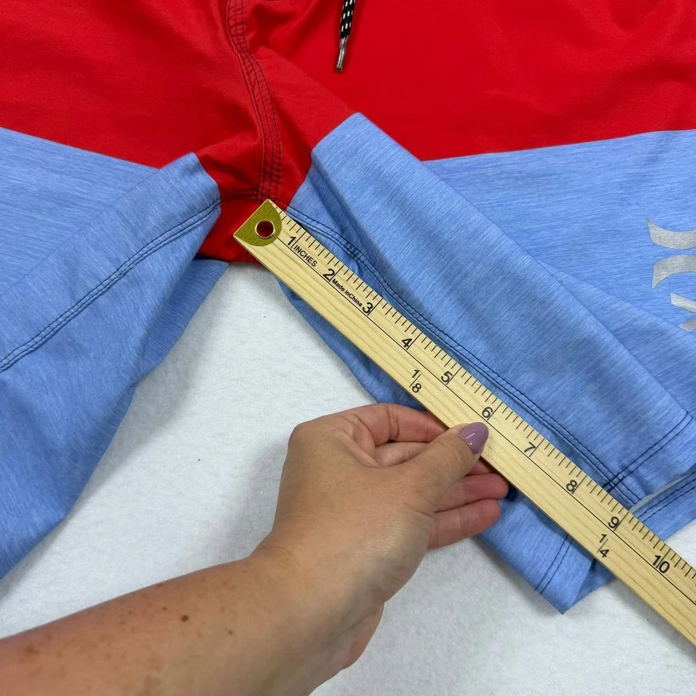 Hurley Mens Board Shorts Size 36 Colorblock Navy Red Blue Swim Trunks